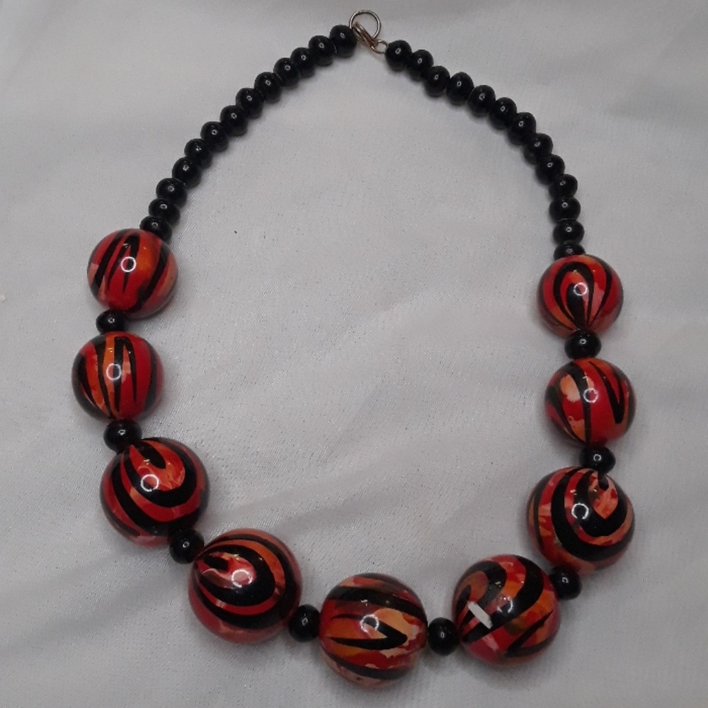 Vintage Large wooden bead necklace